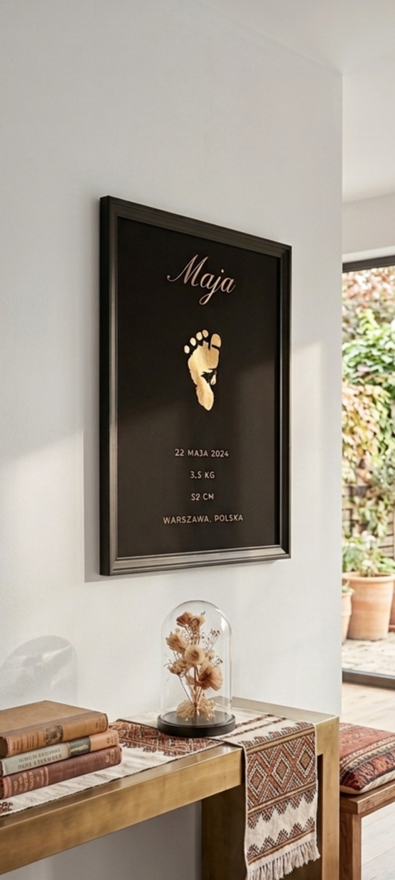 Huella de Oro de Bebé A3 - Recuerdo Personalizado con Marco