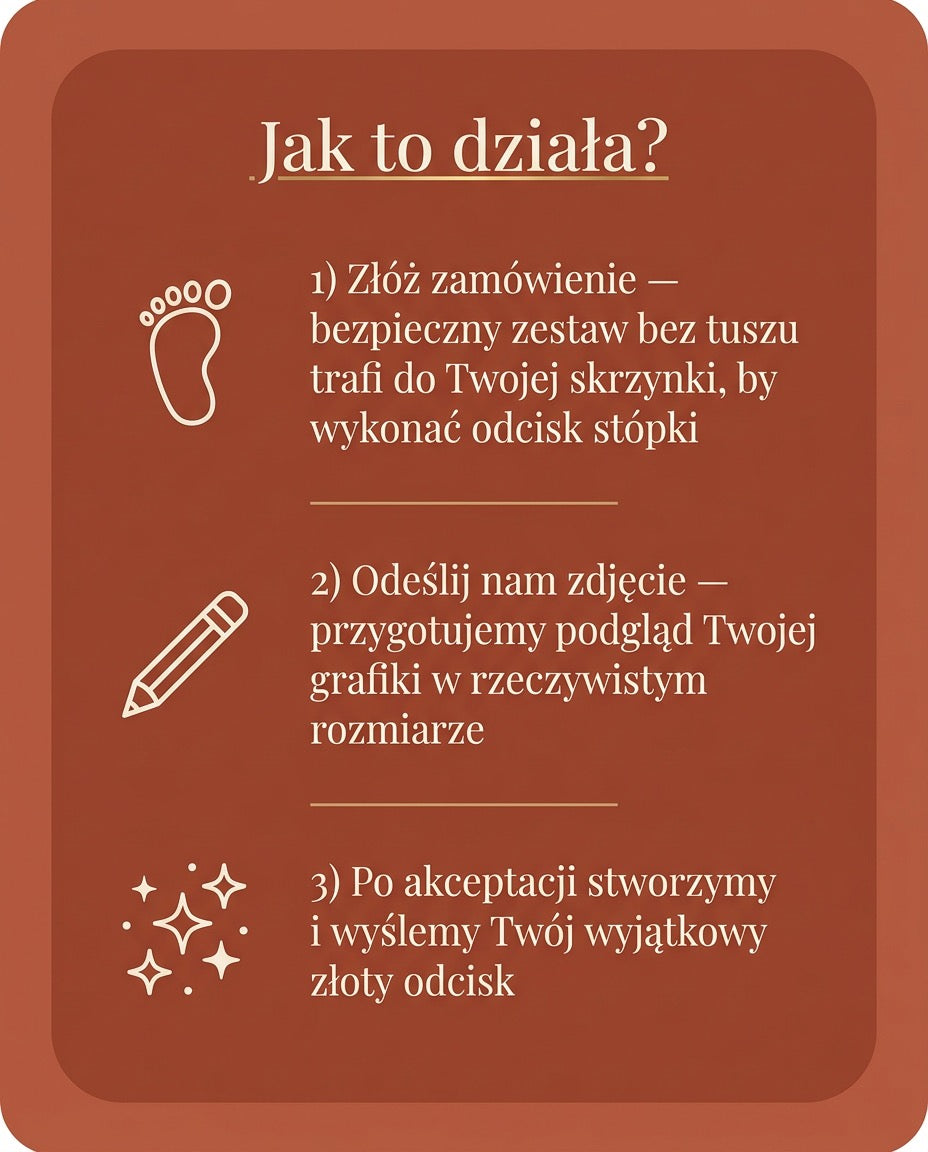 Złoty Odcisk Stopy Dziecka A3 - Personalizowana Pamiątka z Ramą