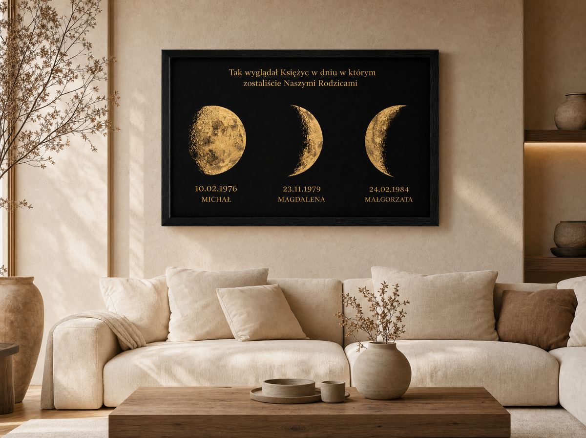 Personalizowany Plakat Faza Księżyca – Prezent dla Rodziców (A3)
