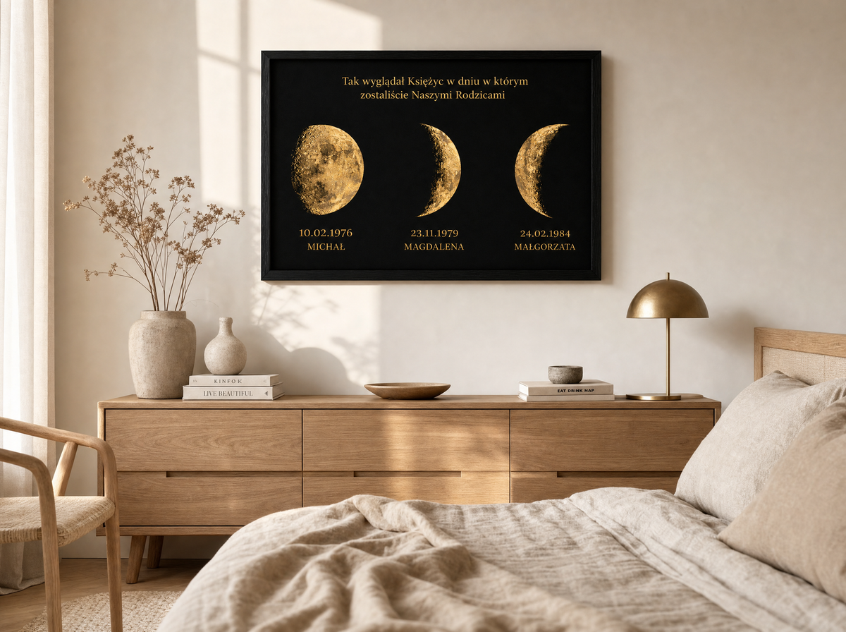 Personalizowany Plakat Faza Księżyca – Prezent dla Rodziców (A3)