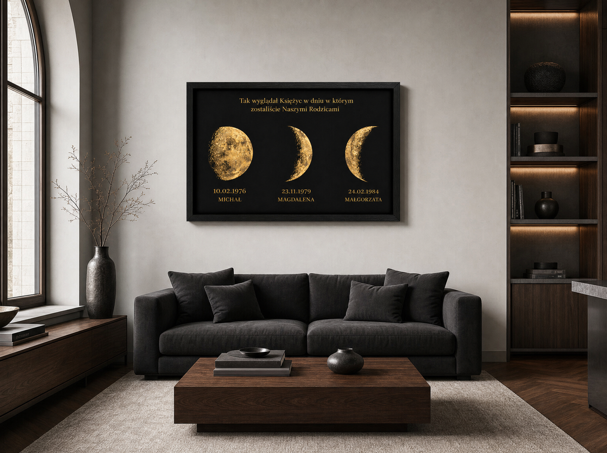 Personalizowany Plakat Faza Księżyca – Prezent dla Rodziców (A3)