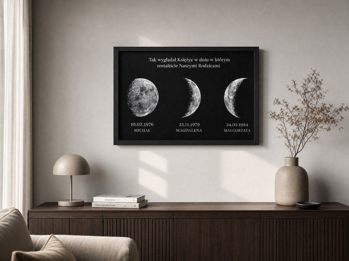 Personalizowany Plakat Faza Księżyca – Prezent dla Rodziców (A3)