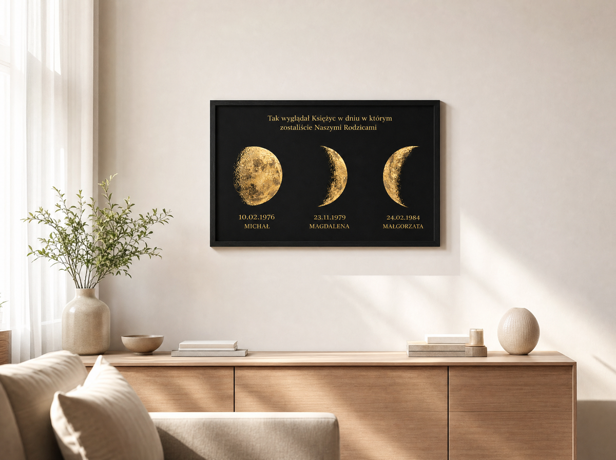 Personalizowany Plakat Faza Księżyca – Prezent dla Rodziców (A3)