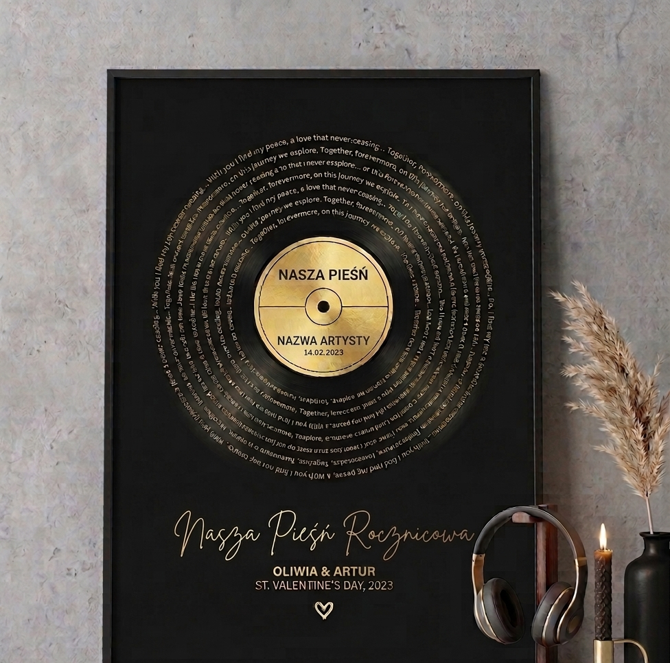 Personalized Song Lyrics Print - Gold and Silver Foil | Metallic Vinyl Art
