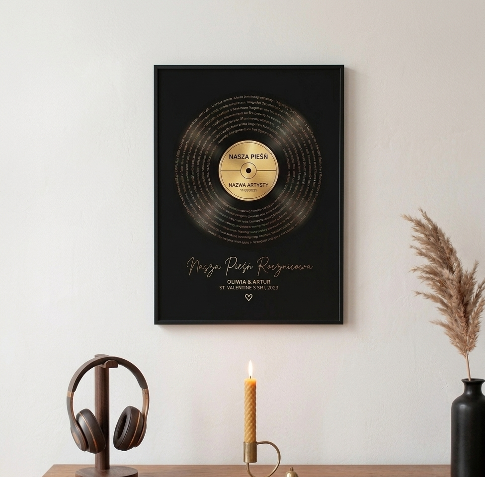 Personalized Song Lyrics Print - Gold and Silver Foil | Metallic Vinyl Art